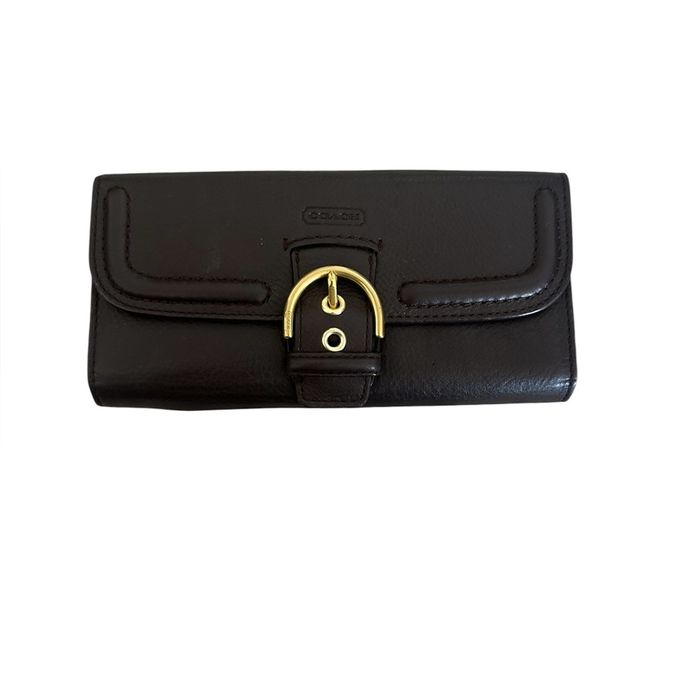 Coach vintage trifold brown leather wallet‎
